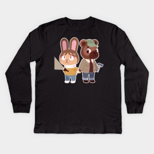 Alison and Mike - Rabbit and Bear Portrait Kids Long Sleeve T-Shirt